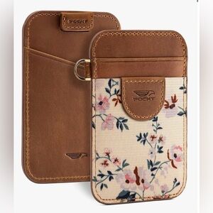 Floral Key & Card Holder with Brown Trim
